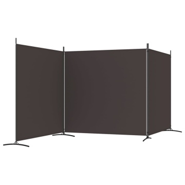 Paravan de cameră cu 3 panouri, maro, 525x180 cm, textil - Img 8