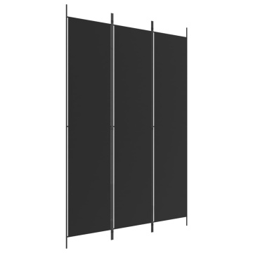 Paravan de cameră cu 3 panouri, negru, 150x220 cm, textil - Img 2