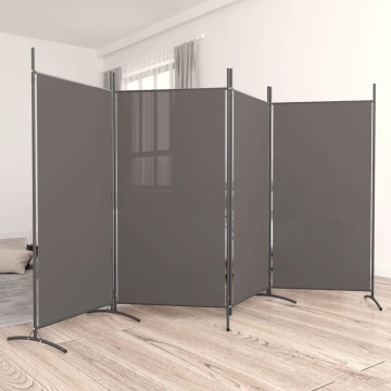 Paravan de cameră cu 4 panouri, antracit, 346x180 cm, textil - Img 1