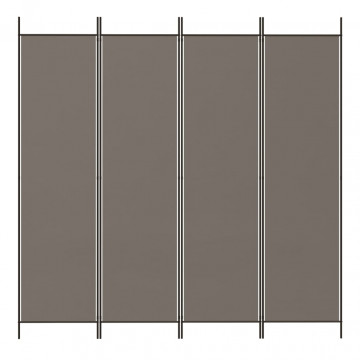 Paravan de cameră cu 4 panouri, antracit, 698x180 cm, textil - Img 3