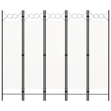 Paravan de cameră cu 5 panouri, alb, 200 x 180 cm - Img 3