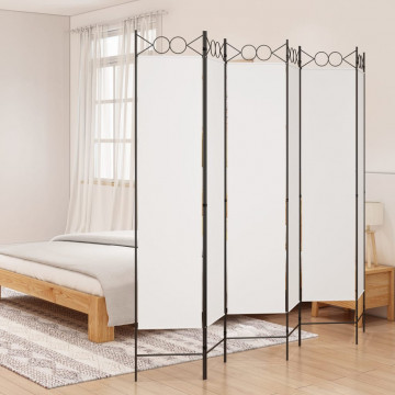 Paravan de cameră cu 6 panouri, alb, 240x200 cm, textil - Img 1
