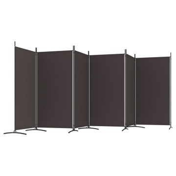 Paravan de cameră cu 6 panouri, maro, 520x180 cm, textil - Img 8