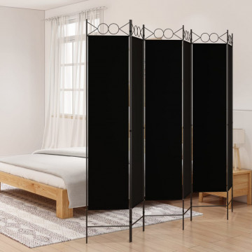 Paravan de cameră cu 6 panouri, negru, 240x200 cm, textil - Img 1