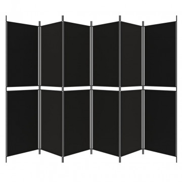 Paravan de cameră cu 6 panouri, negru, 300x200 cm, textil - Img 8