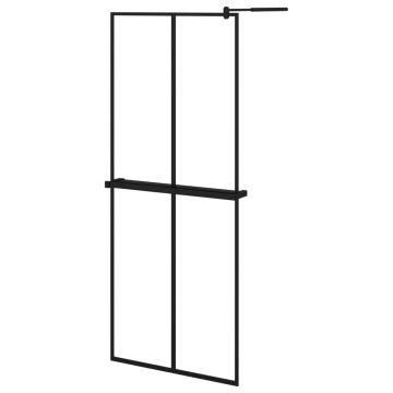 Paravan duș walk-in cu raft negru 80x195 cm sticlă ESG/aluminiu - Img 2