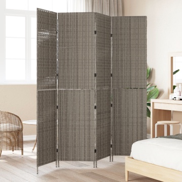 Partitionare 4 Panouri Pliabil Gri 195x180 cm Poliratan - Img 3
