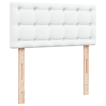 Pat box spring cu saltea, alb, 90x200 cm, piele ecologică - Img 6