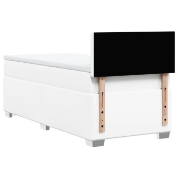 Pat box spring cu saltea, alb, 90x200 cm, piele ecologică - Img 5