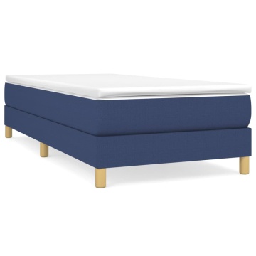 Pat box spring cu saltea, albastru, 90x200 cm, textil - Img 2