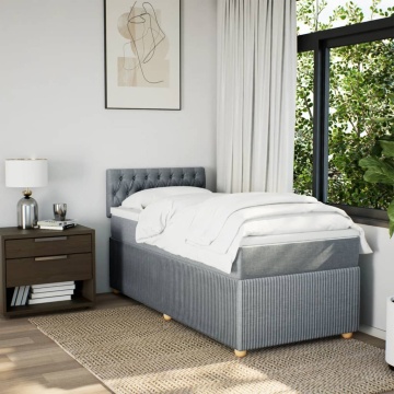 Pat box spring cu saltea, gri deschis, 100x200 cm, textil - Img 3