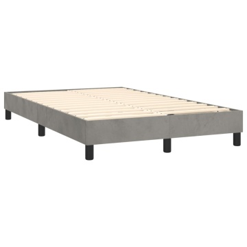 Pat box spring cu saltea, gri deschis, 120x200 cm, catifea - Img 4