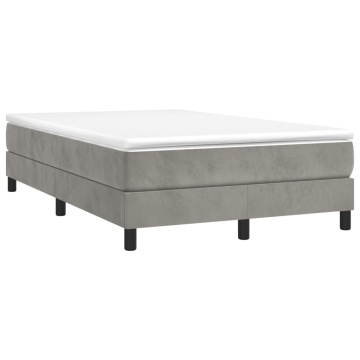 Pat box spring cu saltea, gri deschis, 120x200 cm, catifea - Img 3
