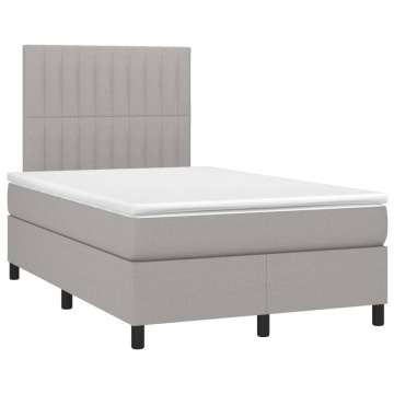 Pat box spring cu saltea, gri deschis, 120x200 cm, textil - Img 3