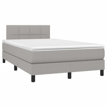 Pat box spring cu saltea, gri deschis, 120x200 cm, textil - Img 3