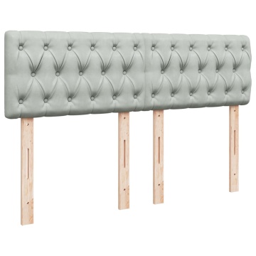 Pat box spring cu saltea, gri deschis, 140x200 cm, catifea - Img 8