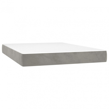 Pat box spring cu saltea, gri deschis, 140x200 cm, catifea - Img 8