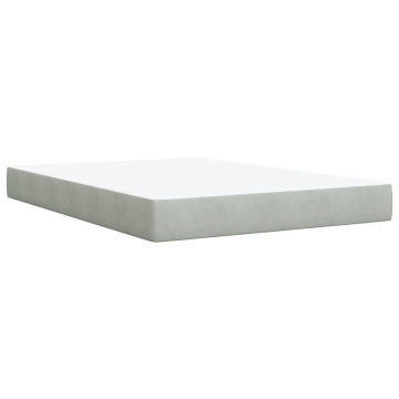 Pat box spring cu saltea, gri deschis, 160x200 cm, catifea - Img 5