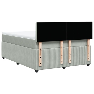 Pat box spring cu saltea, gri deschis, 160x200 cm, catifea - Img 7