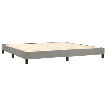 Pat box spring cu saltea, gri deschis, 200x200 cm, catifea - Img 4