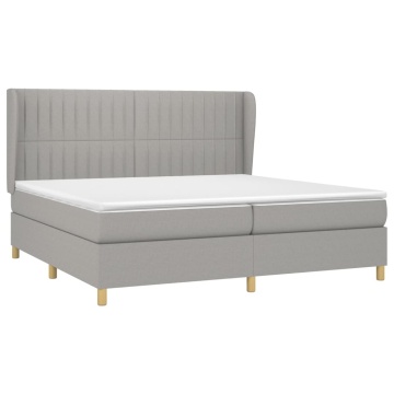 Pat box spring cu saltea, gri deschis, 200x200 cm, textil - Img 3