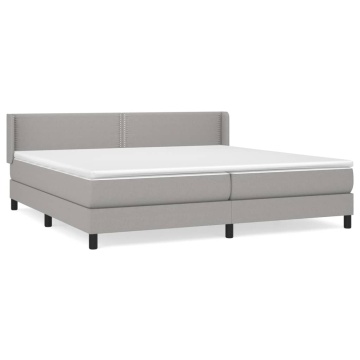 Pat box spring cu saltea, gri deschis, 200x200 cm, textil - Img 2