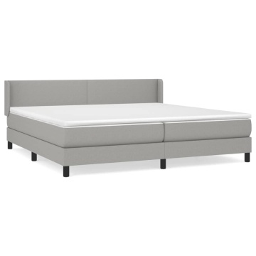 Pat box spring cu saltea, gri deschis, 200x200 cm, textil - Img 2