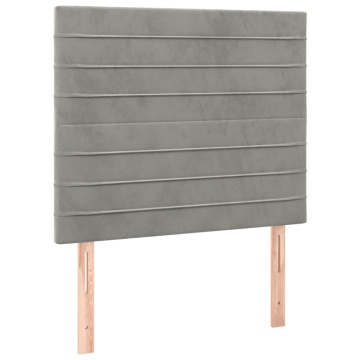 Pat box spring cu saltea, gri deschis, 90x190 cm, catifea - Img 5