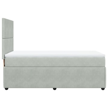 Pat box spring cu saltea, gri deschis, 90x190 cm, catifea - Img 8