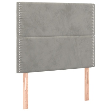 Pat box spring cu saltea, gri deschis, 90x190 cm, catifea - Img 5