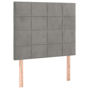 Pat box spring cu saltea, gri deschis, 90x190 cm, catifea - Img 5