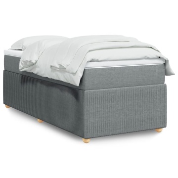 Pat box spring cu saltea, gri deschis, 90x190 cm, textil - Img 1