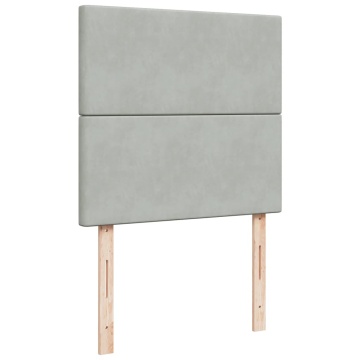 Pat box spring cu saltea, gri deschis, 90x200 cm, catifea - Img 6