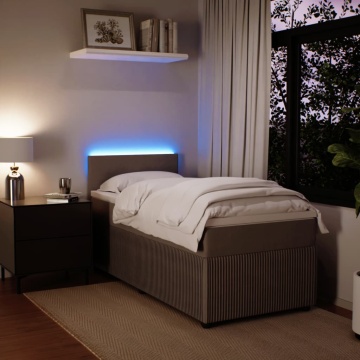 Pat box spring cu saltea, gri deschis, 90x200 cm, catifea - Img 8