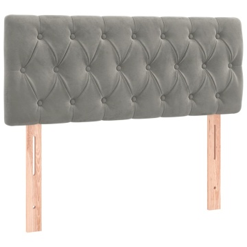 Pat box spring cu saltea, gri deschis, 90x200 cm, catifea - Img 5