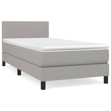 Pat box spring cu saltea, gri deschis, 90x200 cm, textil - Img 2