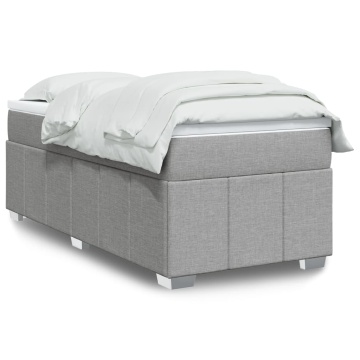 Pat box spring cu saltea, gri deschis, 90x200 cm, textil - Img 1
