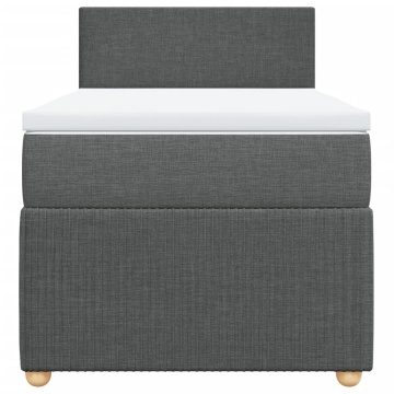 Pat box spring cu saltea, gri închis, 100x200 cm, textil - Img 4