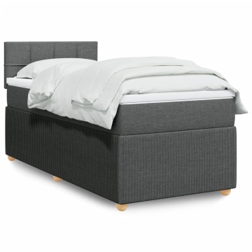 Pat box spring cu saltea, gri închis, 100x200 cm, textil - Img 1