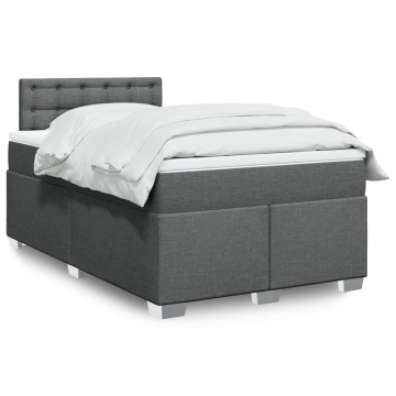 Pat box spring cu saltea, gri închis, 120x190 cm, textil - Img 1