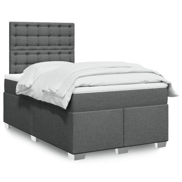 Pat box spring cu saltea, gri închis, 120x190 cm, textil - Img 1