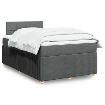 Pat box spring cu saltea, gri închis, 120x190 cm, textil - Img 1