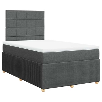 Pat box spring cu saltea, gri închis, 120x190 cm, textil - Img 2