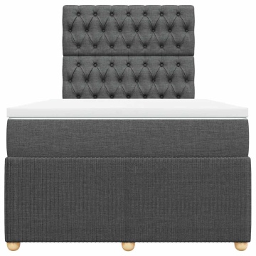 Pat box spring cu saltea, gri închis, 120x190 cm, textil - Img 4