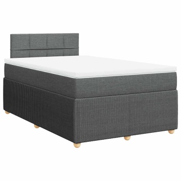 Pat box spring cu saltea, gri închis, 120x190 cm, textil - Img 2