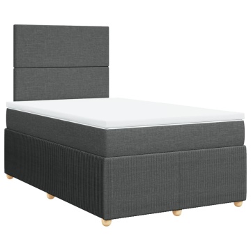 Pat box spring cu saltea, gri închis, 120x200 cm, textil - Img 3