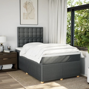 Pat box spring cu saltea, gri închis, 120x200 cm, textil - Img 8