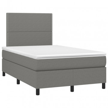Pat box spring cu saltea, gri închis, 120x200 cm, textil - Img 3