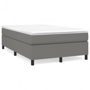 Pat box spring cu saltea, gri închis, 120x200 cm, textil - Img 2