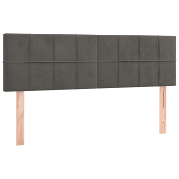 Pat box spring cu saltea, gri închis, 140x190 cm, catifea - Img 5